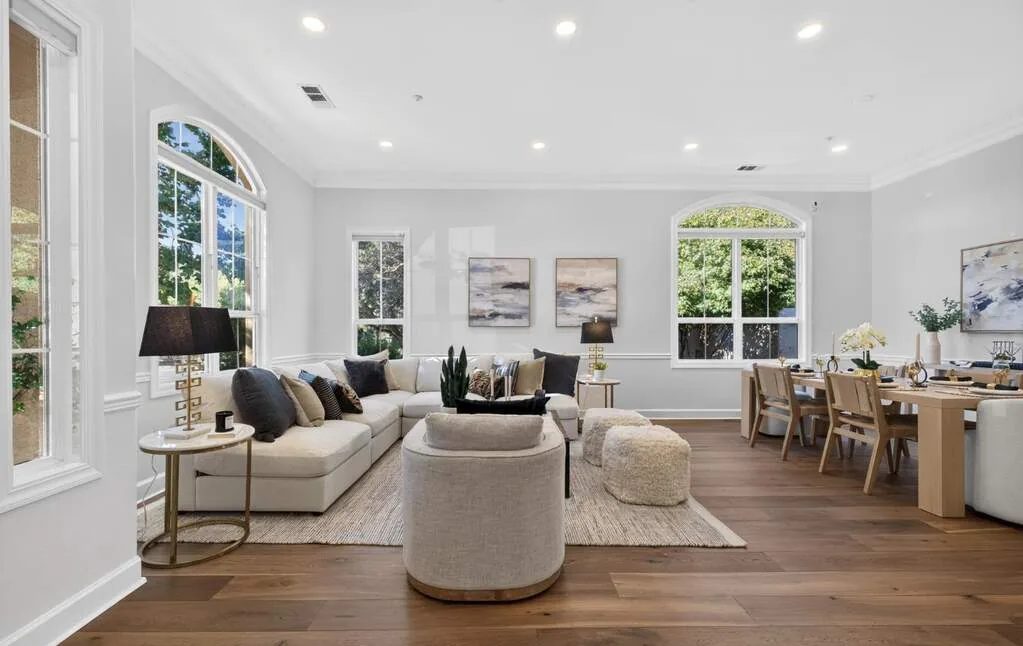 Sunlit living room at Copper Hill Way, Novato